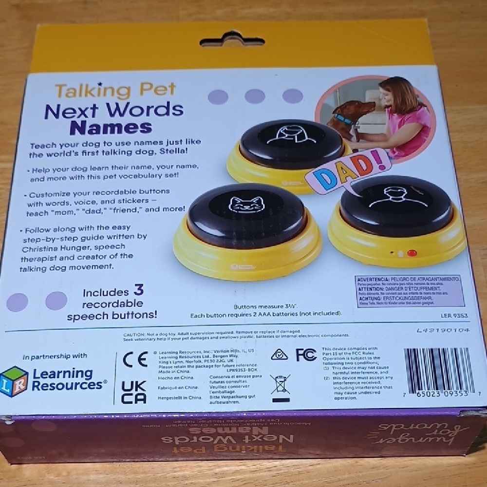 Learning Resources Talking Pet Next Words Names - Yellow/Black Training Buttons - Picture 2 of 4